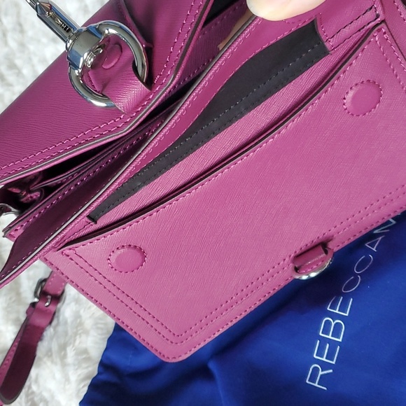 Rebecca Minkoff Hudson Moto Mini Crossbody Magenta - Picture 5 of 6
